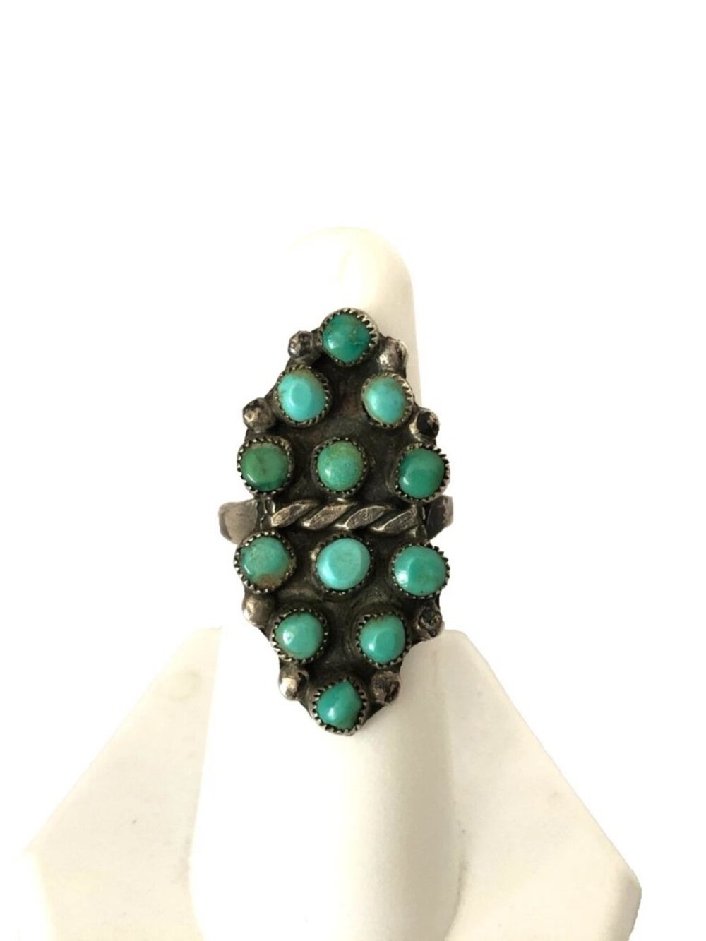 Zuni Artisan Snake Eye Turquoise VTG Ring Sterling Silver Native American Sz 7